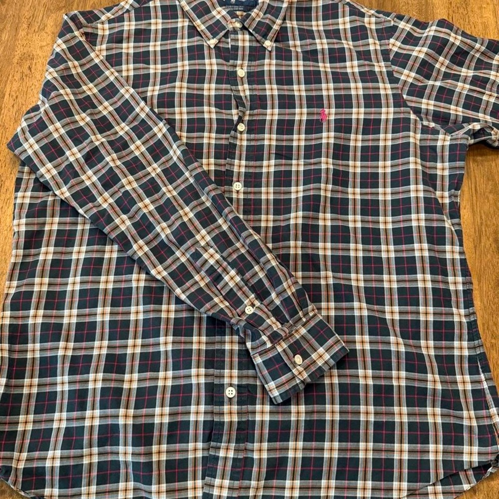 Polo Ralph Lauren Custom Fit Button-Down Plaid Shirt Size Large